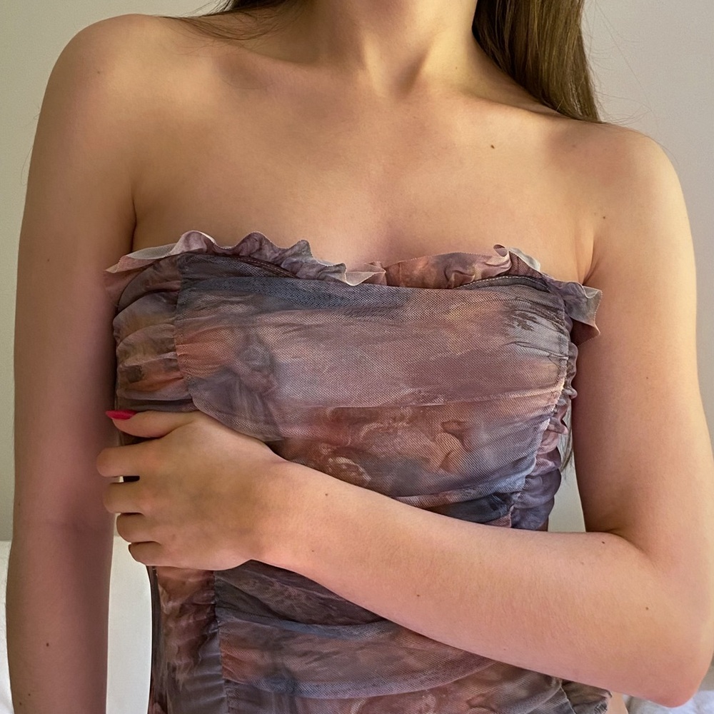 NWT PRETTYLITTLETHING Strapless Renaissance Mesh Bodysuit - Size 4